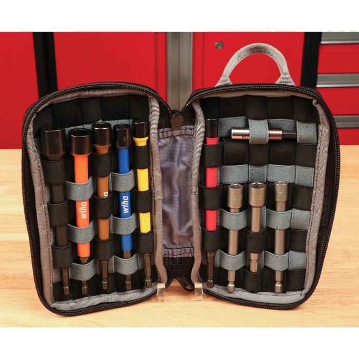 Wiha® Cordura 91472 Utility Organizer Tool Pouch, 4-1/2 in W, 8 in H, Canvas, Light Gray, Zipper Closure