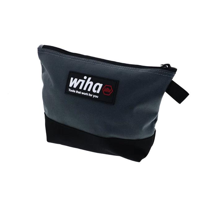 Wiha® Cordura 91473 Multi-Purpose Heavy-Duty Tool Pouch, 7-1/4 in W, 9-3/4 in H, Canvas, Light Gray, Zipper Closure