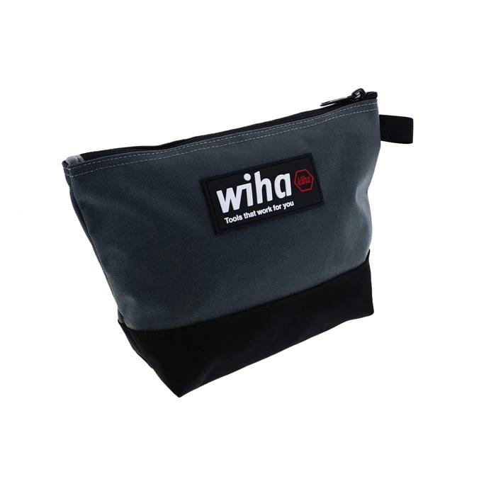 Wiha® Cordura 91473 Multi-Purpose Heavy-Duty Tool Pouch, 7-1/4 in W, 9-3/4 in H, Canvas, Light Gray, Zipper Closure