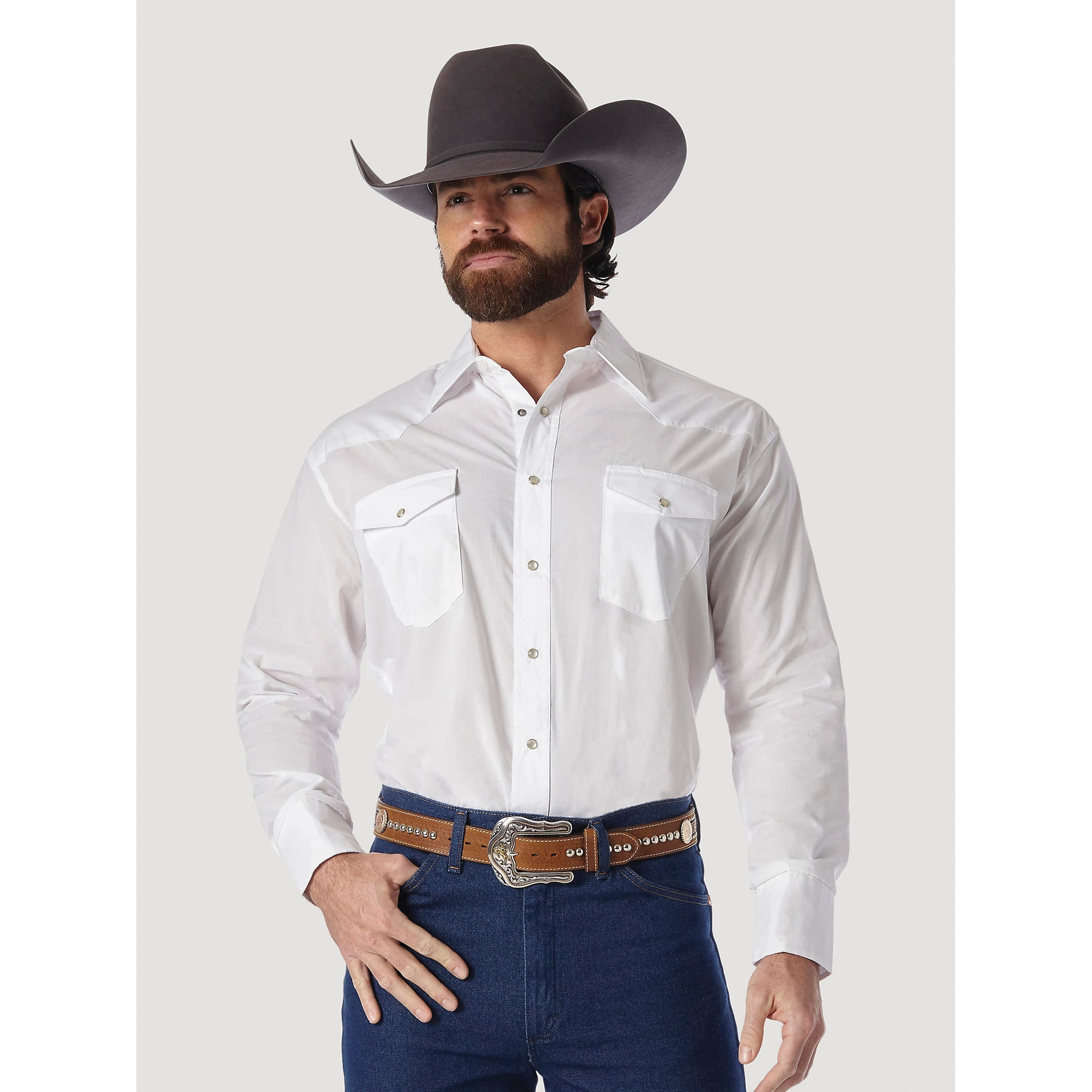 Authentic Men's Western Shirt, 3XL, Cotton/Polyester, Whi
