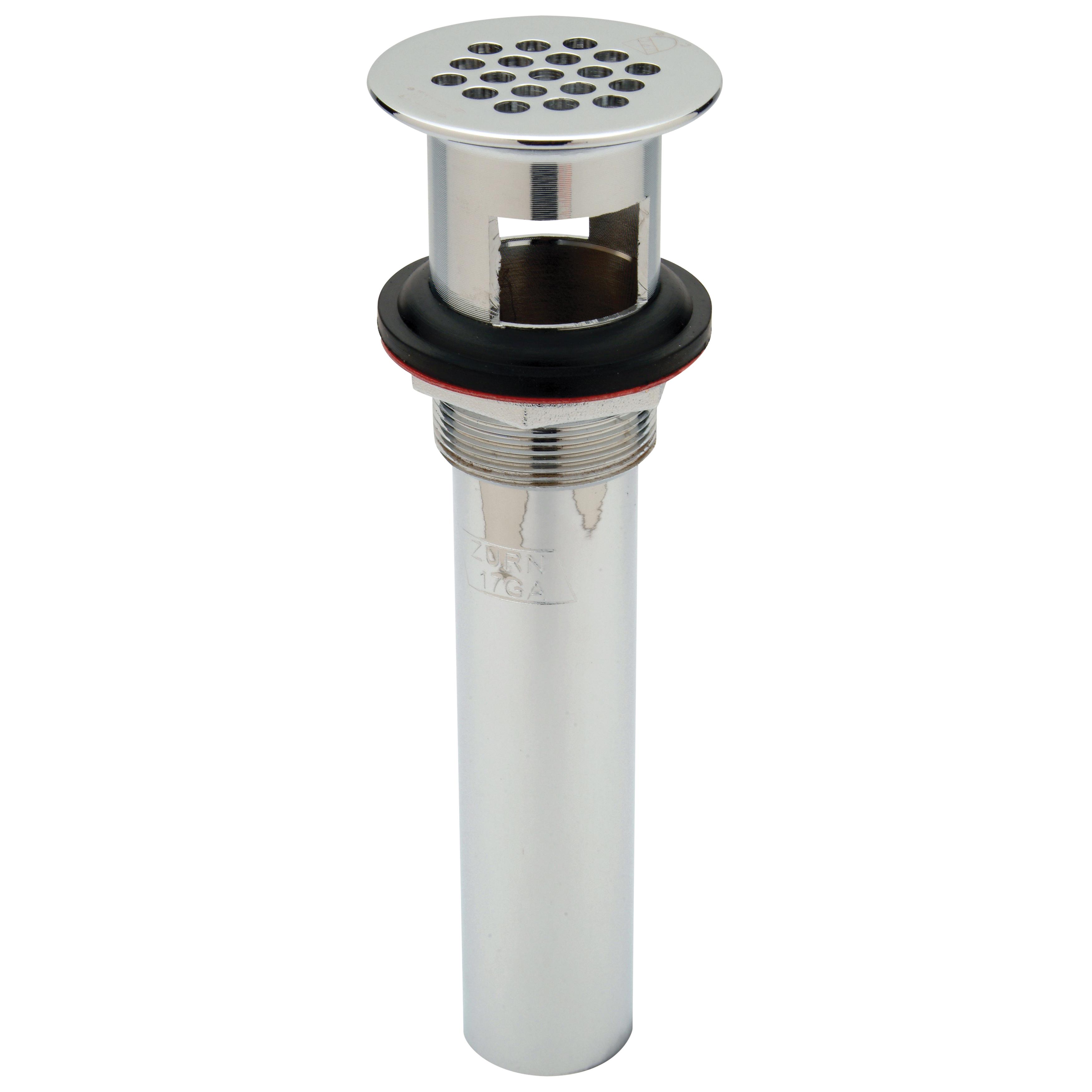 Zurn® Z8743-1-8-PC Cast Brass Solid Top Open Grid Pull Out Plug, 1-1/4 inch, Slip Joint, Polished Chrome; 30/Carton