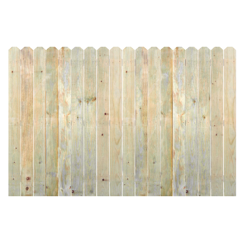 YellaWood Stockade Picket Fence 6 ft. H x 8 ft 1 in Thickness Treated Pine Dog Ear Fence Panel