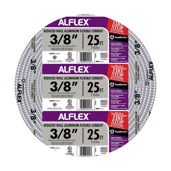 ALUMAFLEX 55082021 RWA Flexible Conduit, 3/8 in, 25 ft L,...