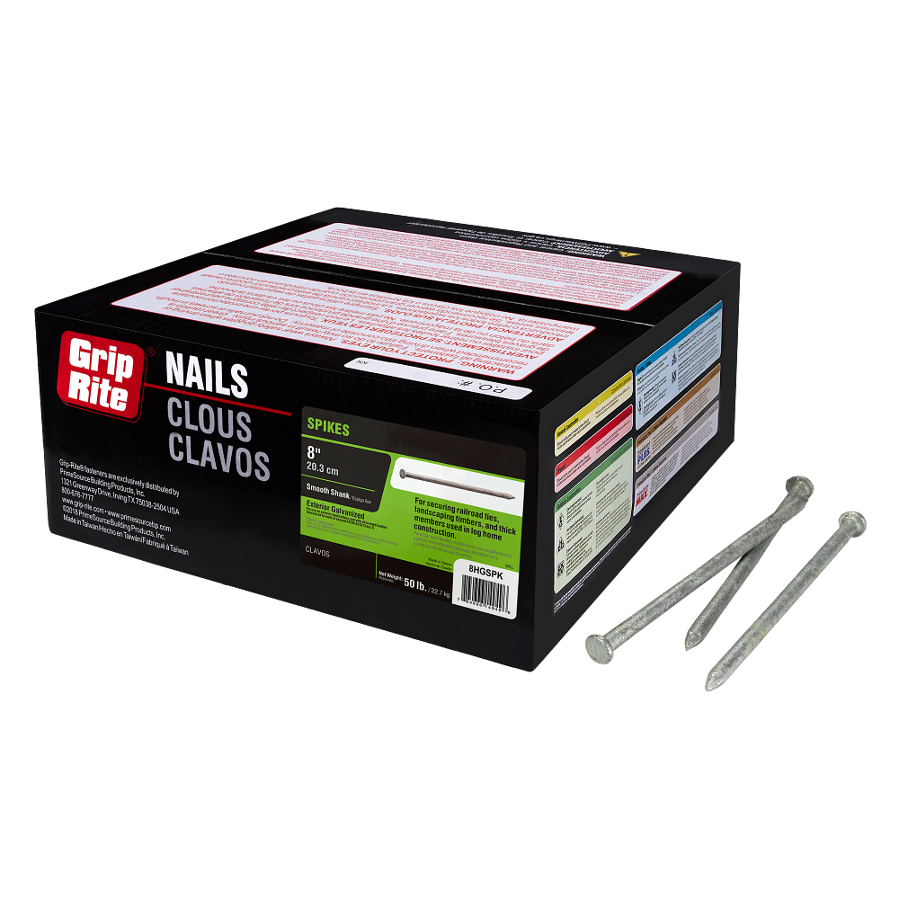 Grip-Rite 8 in. Spike Hot-Dipped Galvanized Steel Nail Flat Head 50 lb Grip-Rite 8 in. Spike Hot-Dipped Galvanized Steel Nail Flat Head 50 lb