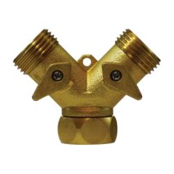 Y Shape Brass Connector W/2 Way Shut Off