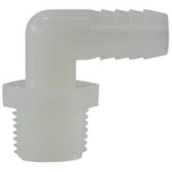 5/16 HOSE BARB X 1/4 MIP WHITE NYLON 90D