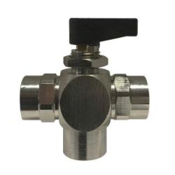 Three Way Open Center Panel Mount N/P Ball Valve