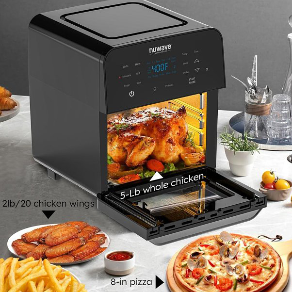 Nuwave 38040 Air Fryer Oven, 15.5 qt, 900, 1500, 1800 W, 1-Basket, LED Touch Pad Control, Black - 2