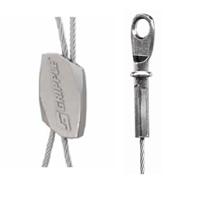 GRIPPLE&reg; HF2-EYQG-10FT Standard Hanger, 5/64 in Dia, 0.71 in L, 0.31 in W, #2, Straight Eyelet Style, Type ZA2 Zinc