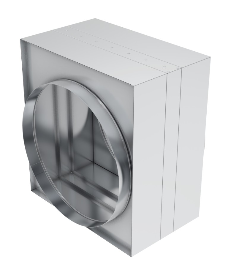 Ruskin&reg; IBD2-R H/V 08 R-Style Round Transition Curtain Type Fire Damper, 1.5 hr Fire/Smoke, Steel, Galvanized