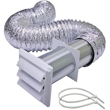 Lambro 1379W 4 in x 8 ft Laminated Transition Duct - Louvered Vent Kit